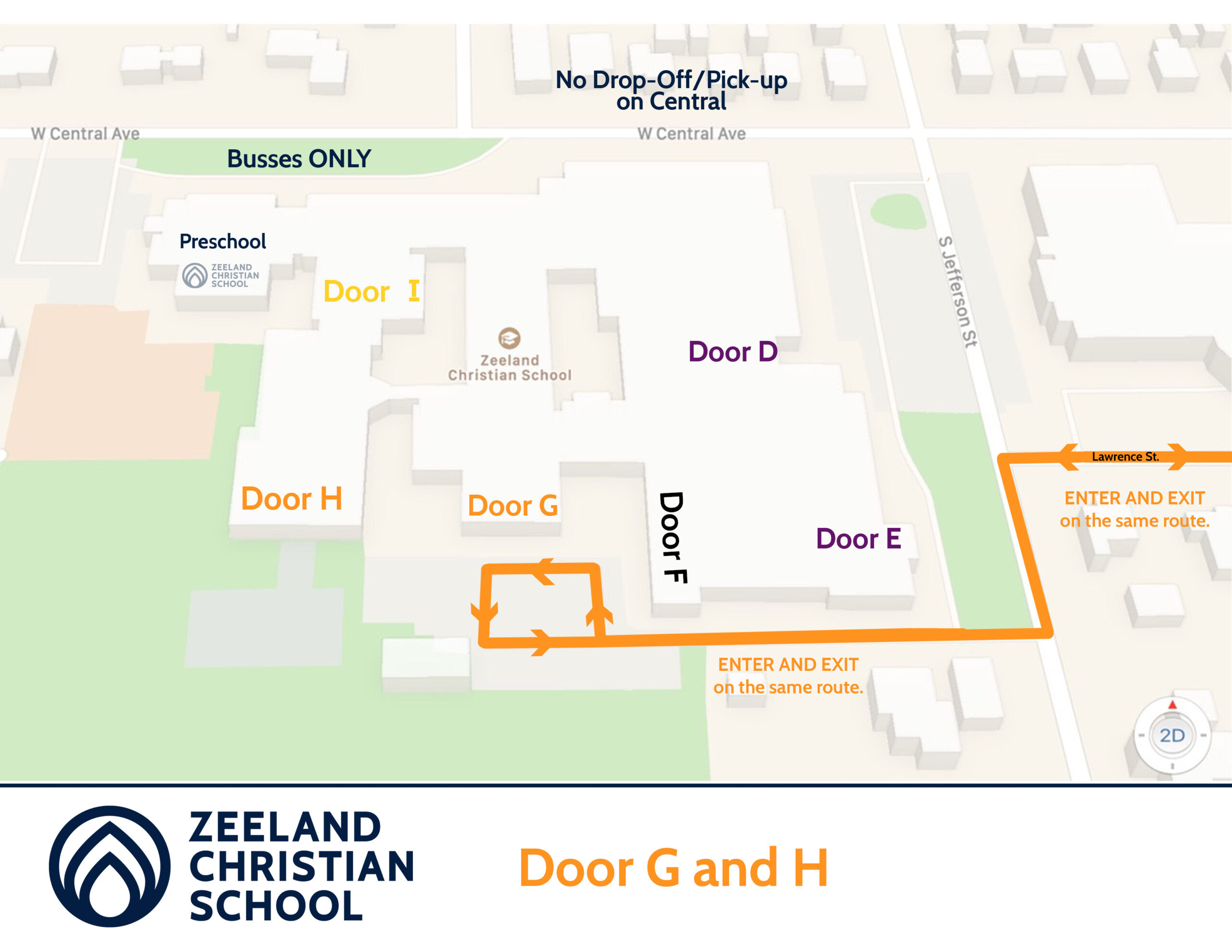 Door G and H pick up pass map