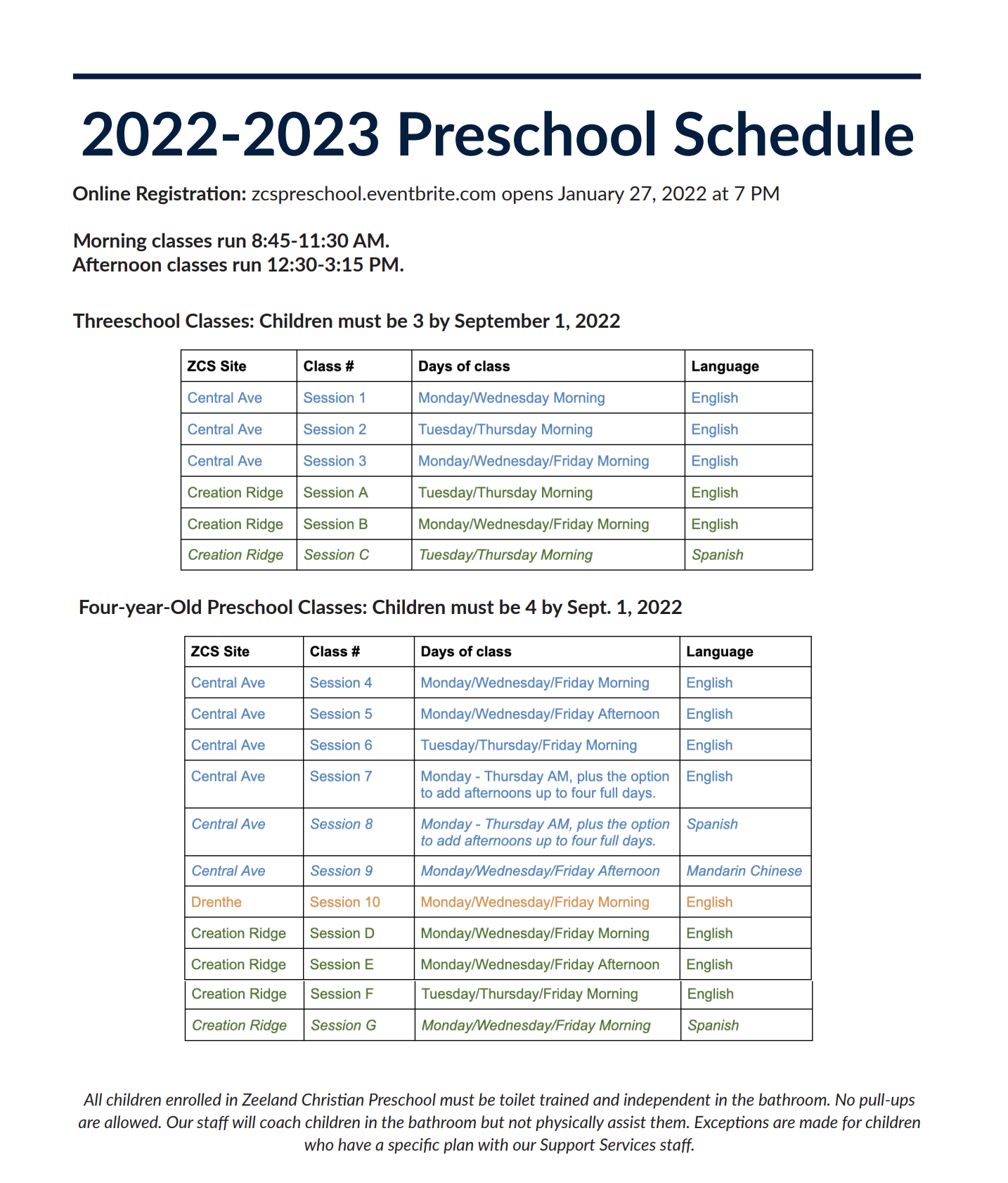 Preschool Registration - Outdoor Discovery Center